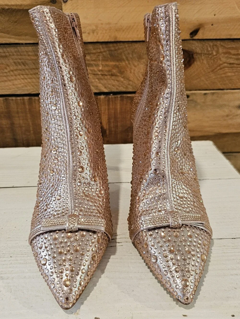 ๐ NWOT INC International Concepts "Ignacia" Rose Gold Rhinestone Boots Size 10M - Picture 3 of 11